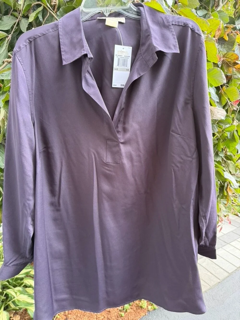 Plus Size 1X NWT Michael Michael Kors Aubergine Blouse